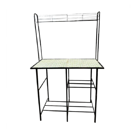 Azha Steel Stove Stand with Upper & Lower Storage Shelves