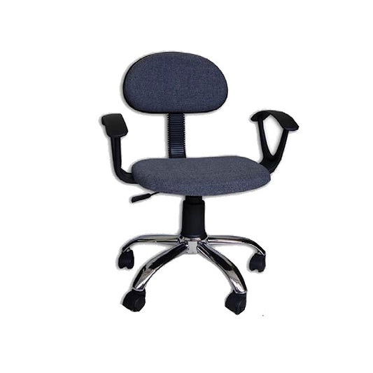 A black office chair featuring  with armrests and a supportive backrest, designed for comfort and ergonomic use.