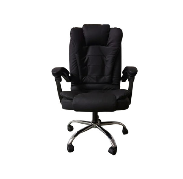 Black office chair with armrests on a white background