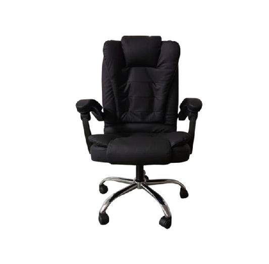 Black office chair with armrests on a white background