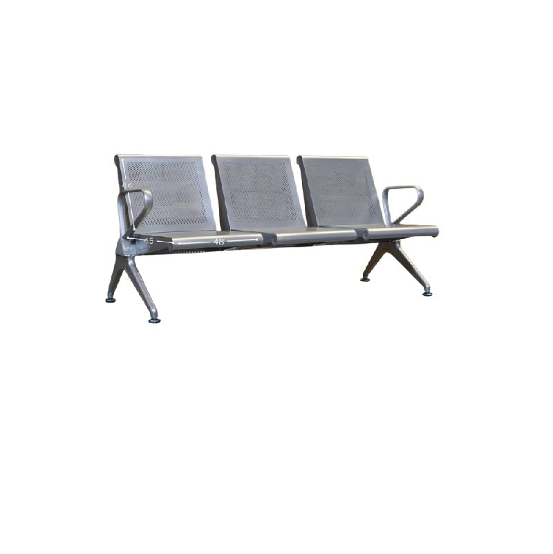 Three seater gang chair arranged on a white background, showcasing their sleek design and sturdy construction.
