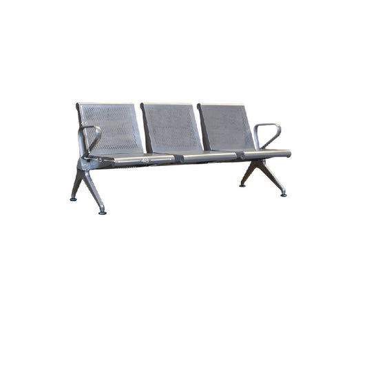 Three seater gang chair arranged on a white background, showcasing their sleek design and sturdy construction.
