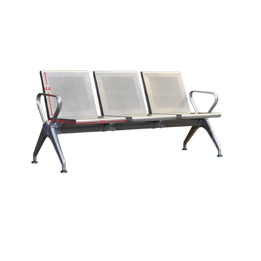 Three seater gang chair arranged on a white background, showcasing their sleek design and sturdy construction.