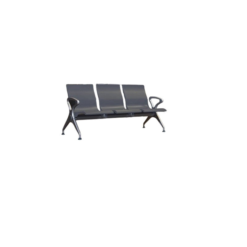 Three seater gang chair featuring sleek gray seats arranged in a row.