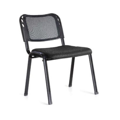 Modern chair with a sleek metal frame and soft black seat, perfect for stylish seating solutions.