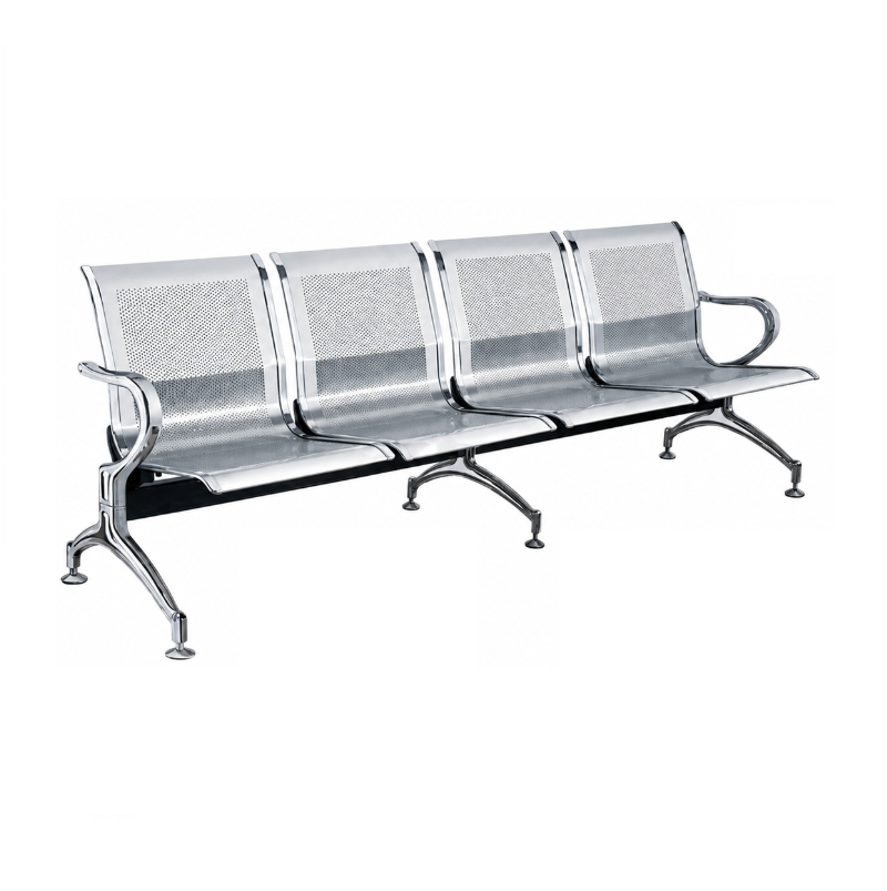Arcturus 4-Seater Metal Gang Chair with Perforated Seats