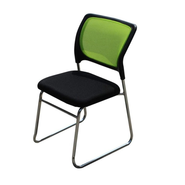 Modern chair with a sleek metal frame and soft black seat, perfect for stylish seating solutions.