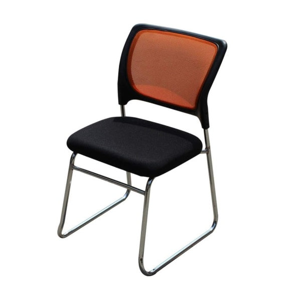 Modern chair with a sleek metal frame and soft black seat, perfect for stylish seating solutions.