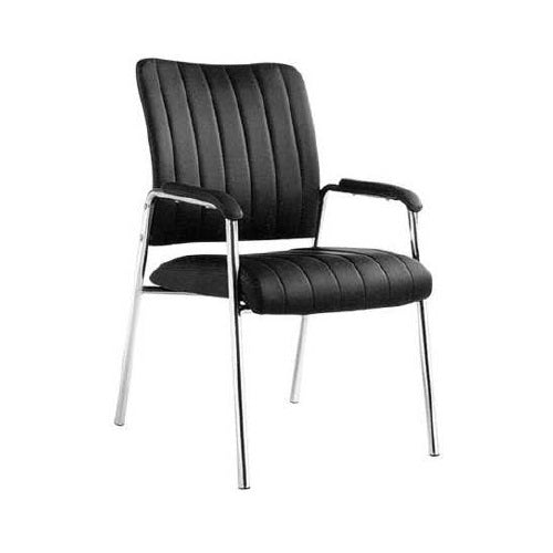 Modern chair with a sleek metal frame and soft black seat, perfect for stylish seating solutions.