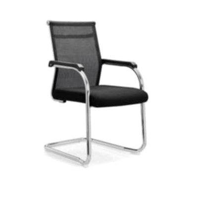 A sled base black visitor chair featuring a chrome frame and a comfortable black seat, ideal for modern workspaces.