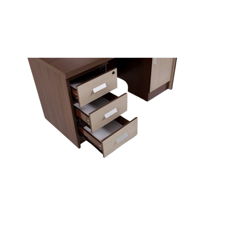 A minimalist computer desk, emphasizing an organized and efficient work environment.