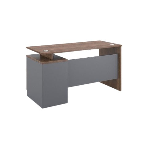 A office desk with a wooden drawer, perfect for efficient workspace management.