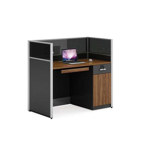 A minimalist computer desk, emphasizing an organized and efficient work environment.