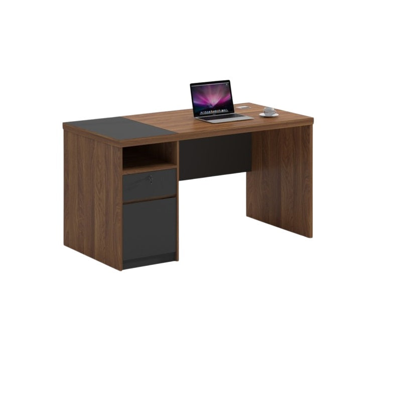 A minimalist computer desk, emphasizing an organized and efficient work environment.