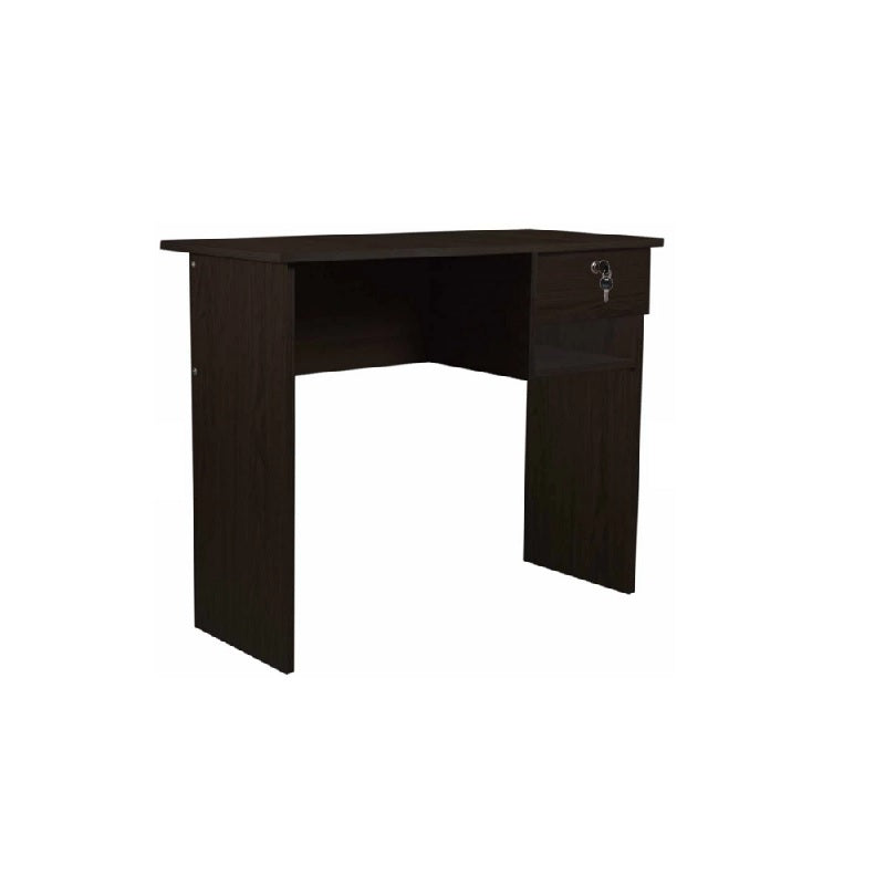 A office desk with a wooden drawer, perfect for efficient workspace management.