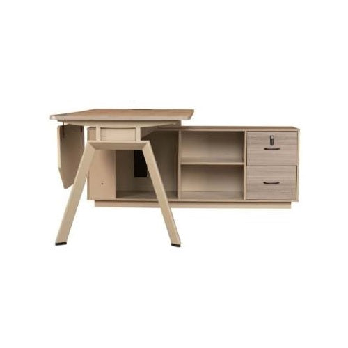 A desk featuring drawers alongside a matching file cabinet, creating a clean and organized workspace.