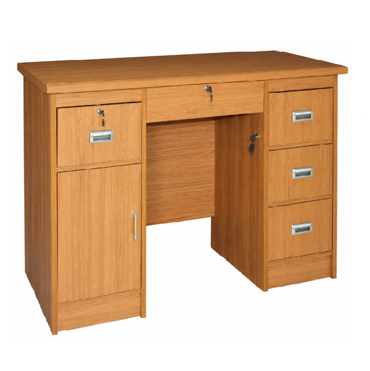 Sweetbay Office Table with 4 Drawers, Cabinet & Keyboard Tray, 120cm
