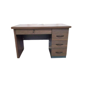 Aloe Vera Office Table with Lockable Center Drawer & 3-Drawer Pedestal, 120cm & 140cm