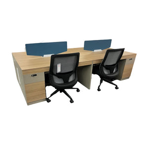 Kieran 4-Person Workstation Desk with Drawers & Side Storage, 240cm x 120cm