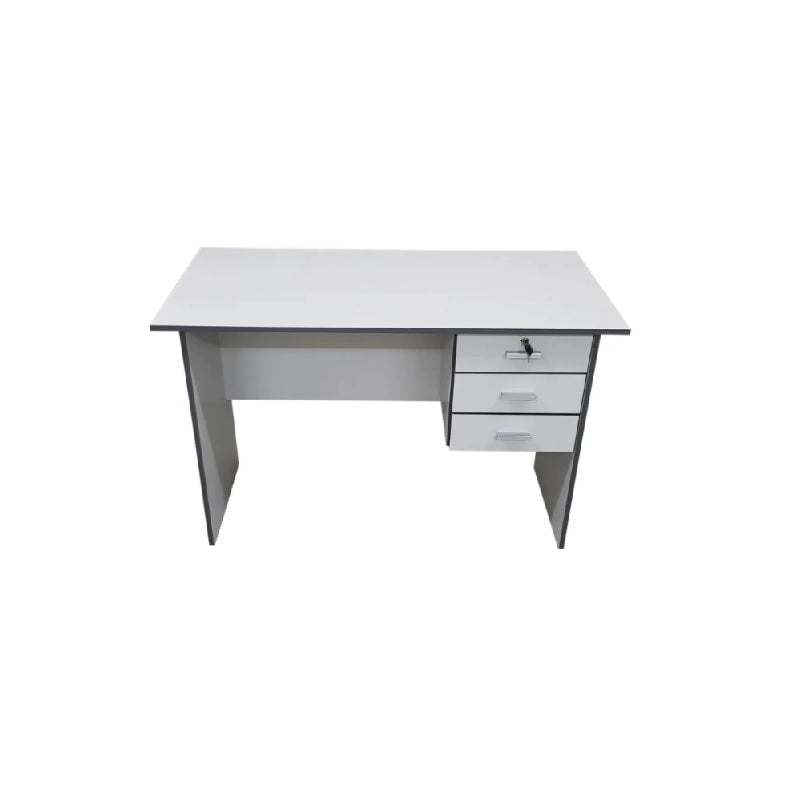 A office desk with a wooden drawer, perfect for efficient workspace management.