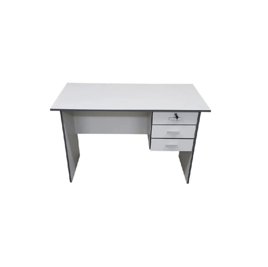 A office desk with a wooden drawer, perfect for efficient workspace management.