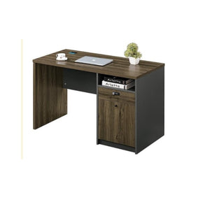 Ginger Office Table with Open Shelf, Drawer & Lock, 120cm