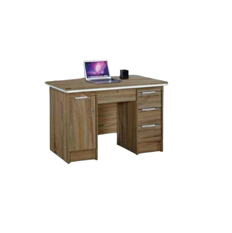 A office desk with a wooden drawer, perfect for efficient workspace management.