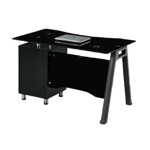 A functional work station with a desk, providing a conducive environment for professional tasks.