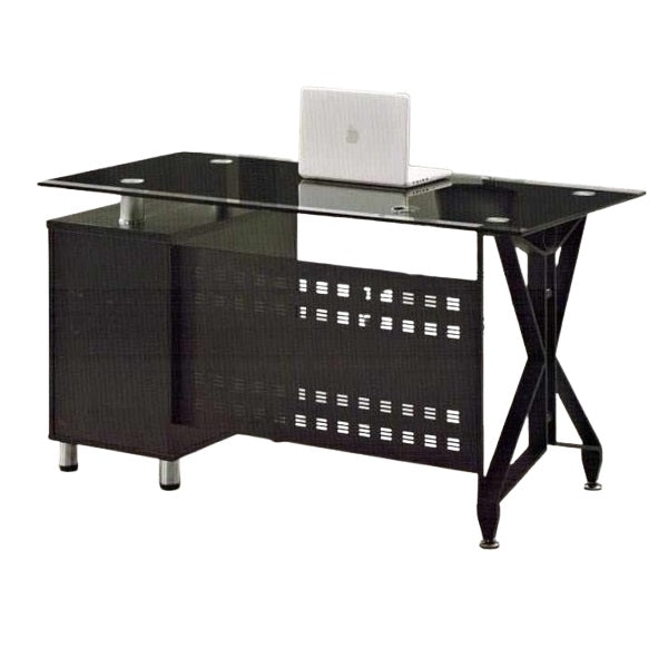 A functional work station with a desk, providing a conducive environment for professional tasks.