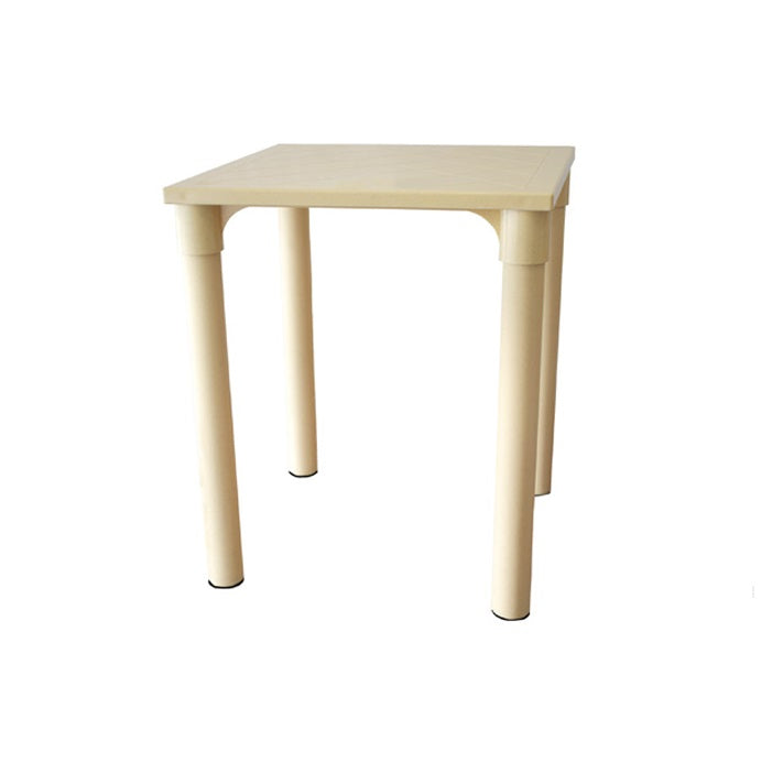Monotop kids plastic table 61cm square table in beige white and mint green colors.
