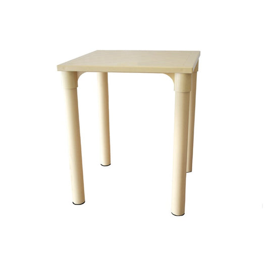 Monotop kids plastic table 61cm square table in beige white and mint green colors.