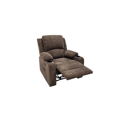 A cozy brown recliner chair is depicted, emphasizing its stylish design and comfort for relaxation.