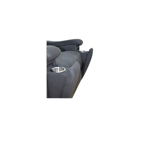 A cozy gray recliner chair is depicted, emphasizing its stylish design and comfort for relaxation.