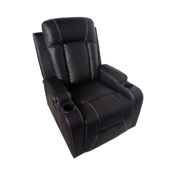 A cozy  recliner chair equipped with a modern armrest, perfect for relaxation in a contemporary setting.