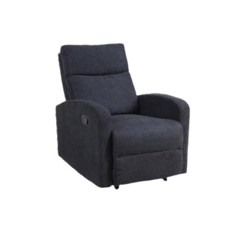 A cozy grayrecliner chair is depicted, emphasizing its stylish design and comfort for relaxation.