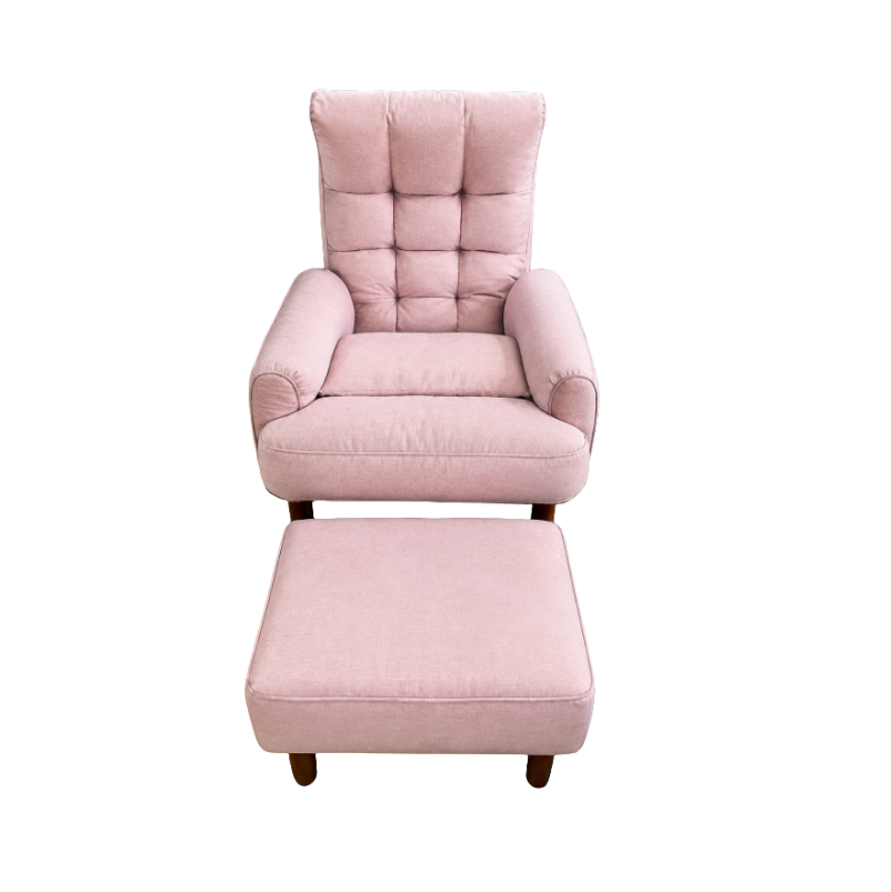 Hazelnut Accent Chair | Fabric Upholstered Chair with Stool