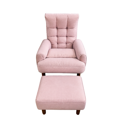 Hazelnut Accent Chair | Fabric Upholstered Chair with Stool