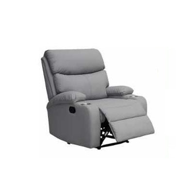 The image features a stylish recliner chair, emphasizing its plush seating and contemporary look.