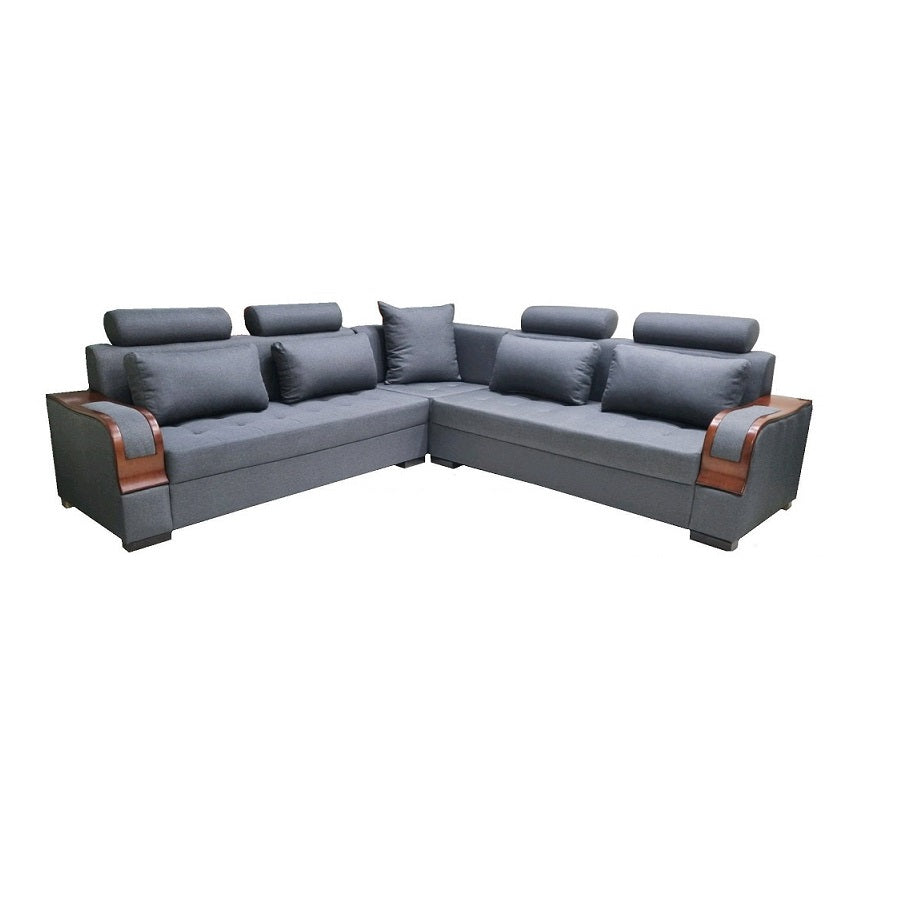A stylish corner sofa with an attached chaise, perfect for comfortable seating in contemporary interiors.