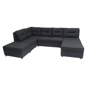 Bellissimo L-Type Sofa | Fabric Upholstered with Cushions & Stool