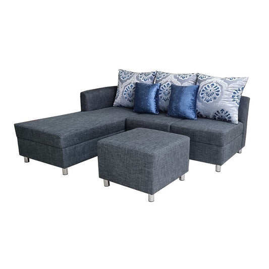 A stylish sectional sofa with an attached chaise, perfect for comfortable seating in contemporary interiors.