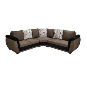 Melrose Corner Sofa | Leatherette Upholstered with Wooden Armrests