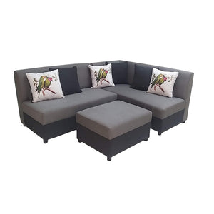 Patti L-Type Sofa | Fabric Upholstered with Uratex Foam, Cushions & Stool