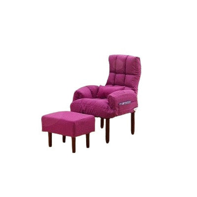 A comfortable chair and ottoman set, both upholstered in rich fabric, ideal for relaxation and style.