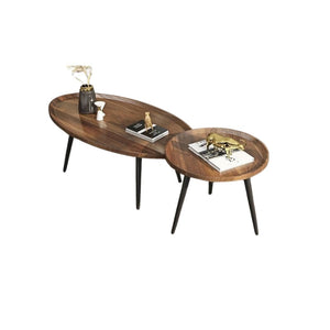 Lisianthus Coffee Table with Wooden Top and Metal Frame