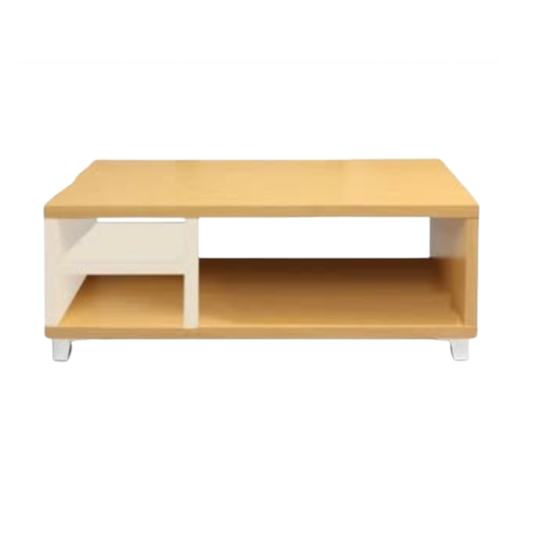 Jugflower Wooden Coffee Table with Open Storage Shelves