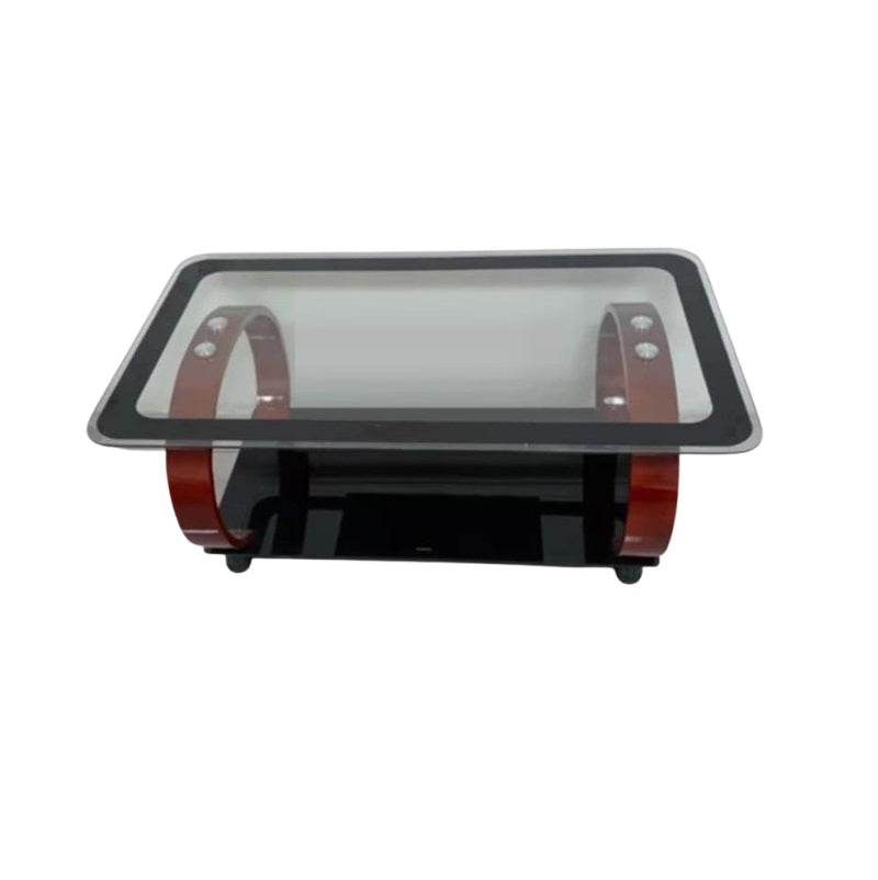 Modern glass coffee table with a sturdy metal frame, ideal for enhancing any living room décor.