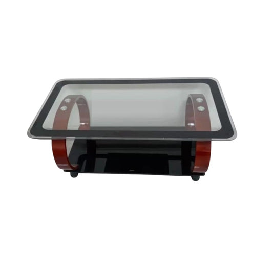 Modern glass coffee table with a sturdy metal frame, ideal for enhancing any living room décor.