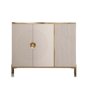 Ivy 120cm Shoe Cabinet | 3 Door Cabinet with Gold Trim Finish