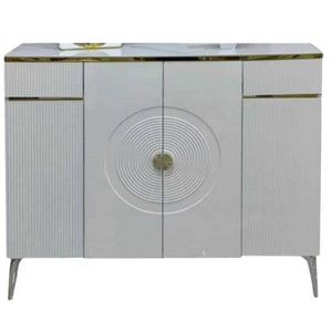 Lainey 124cm Shoe Cabinet | Marble Top with Wooden Frame & Drawer